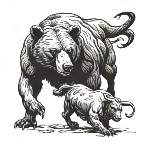 A Bear And A Bull Engaged In A Fierce Battle Symbolizing The Ups And Downs Of The Forex Market