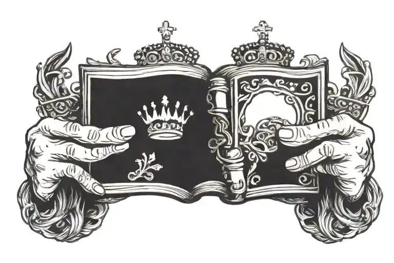 King Crown Holding Book In Hands