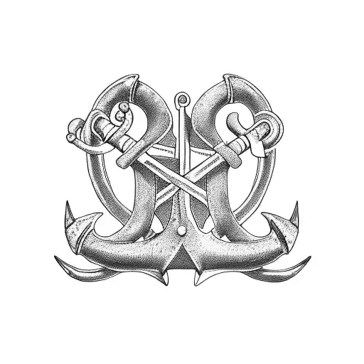 Twin Anchor With Dachshund For The Bottom Part Of The Anchor