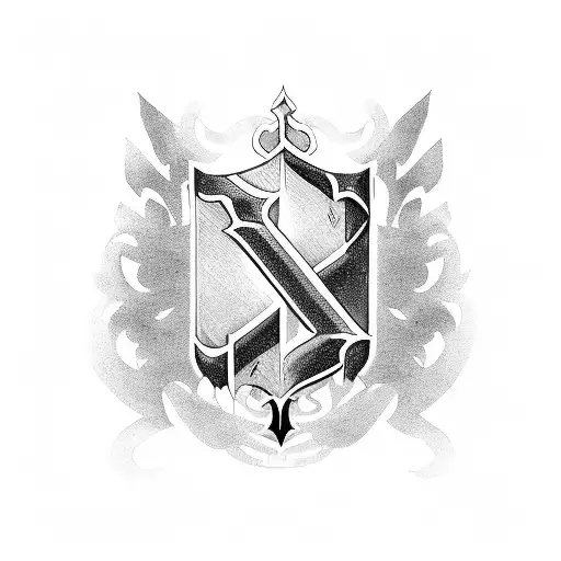 Two Gothic Letters M On The Shield As A Coat Of Arms