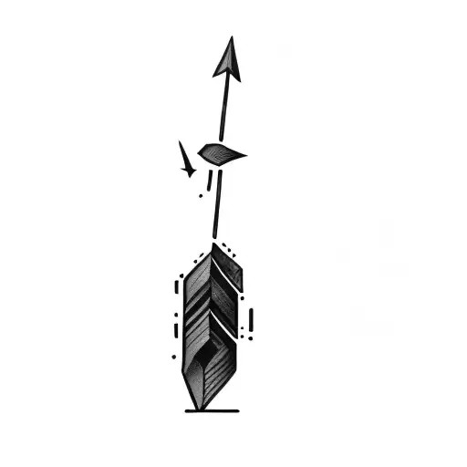 Black And White Drawing Of An Arrow Which Represents Travel And Has Mountains And Sea In It