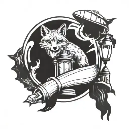 Clock Tower With A Fox Wrapped Around It With Football Players Holding A Trophy