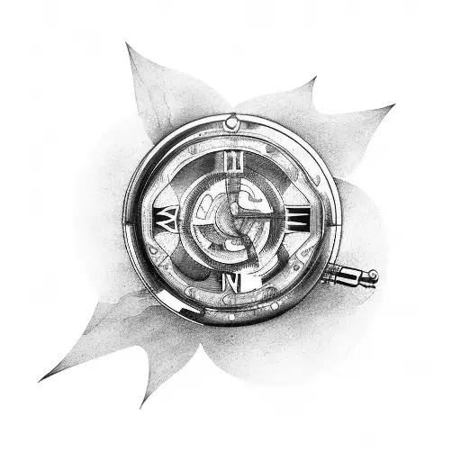 A Blackwork Tattoo Of A Renault Car Transformed Into A Mechanical Steampunk Version