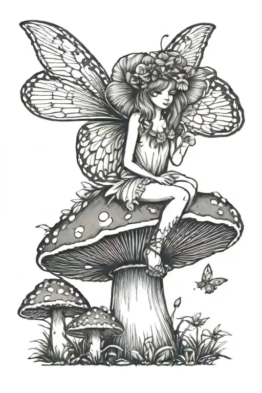 Fairy Sitting On A Mushroom