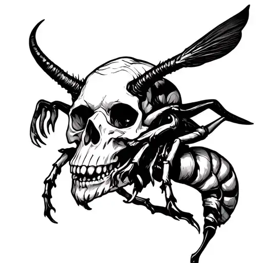Devil Ridding A Hornet Skull