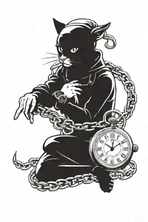 Cat Burglar And Gold Watch With Chain