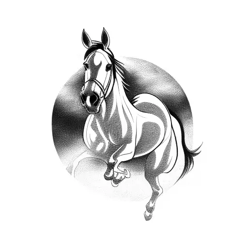 Horse Jumping Over A Moonlit Fence