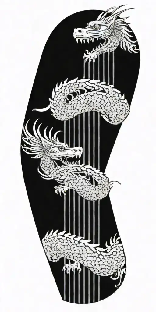 An Architectural Dragon Twisting Around A Pillar With Intricate Geometric Details