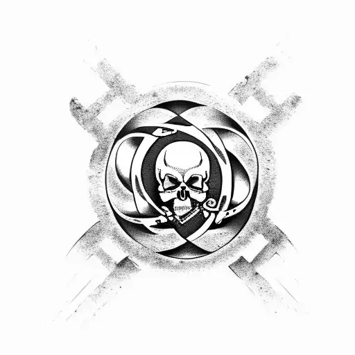Biohazard Symbol With A Skull In The Center