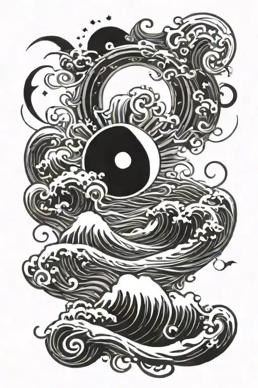 Sun Moon And Ocean Waves