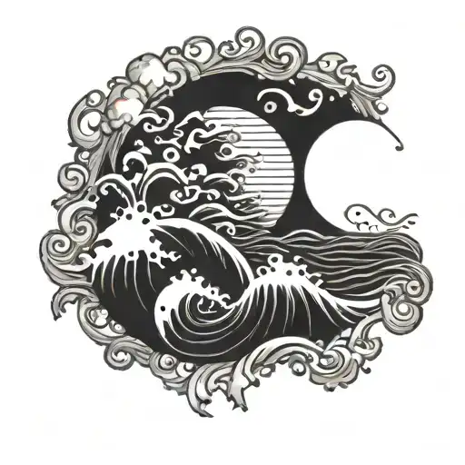 Sun Moon And Ocean Waves