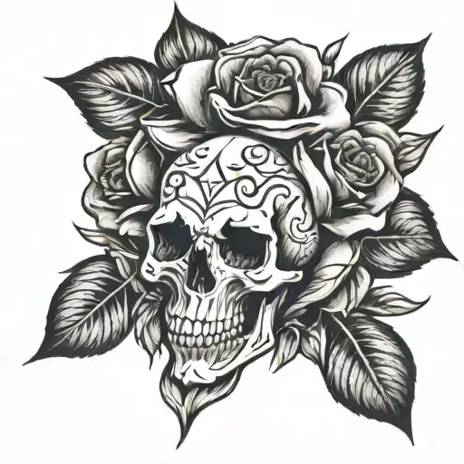 Skull Rose Intertwined