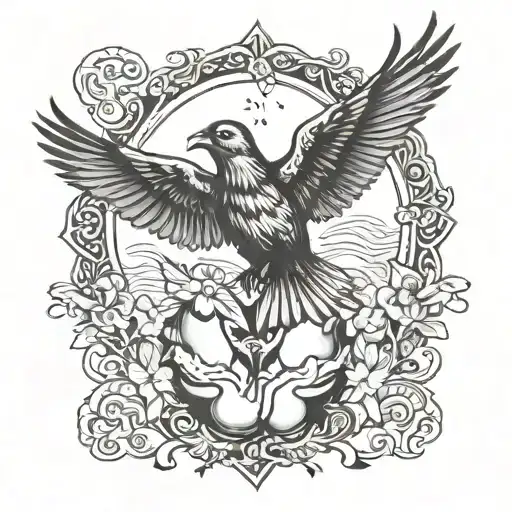 Open Prayer Hands With A Bird In The Middle