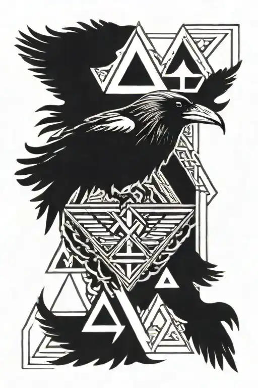 1 Raven Valknut Symbol Horizontally