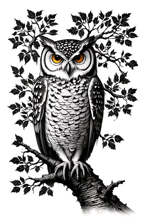 Birch Tree With Owl