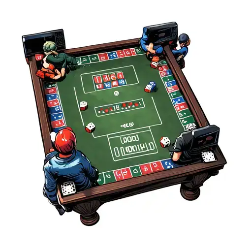A Craps Table Set Up In The Middle Of A Golf Course With Video Game Characters As The Players