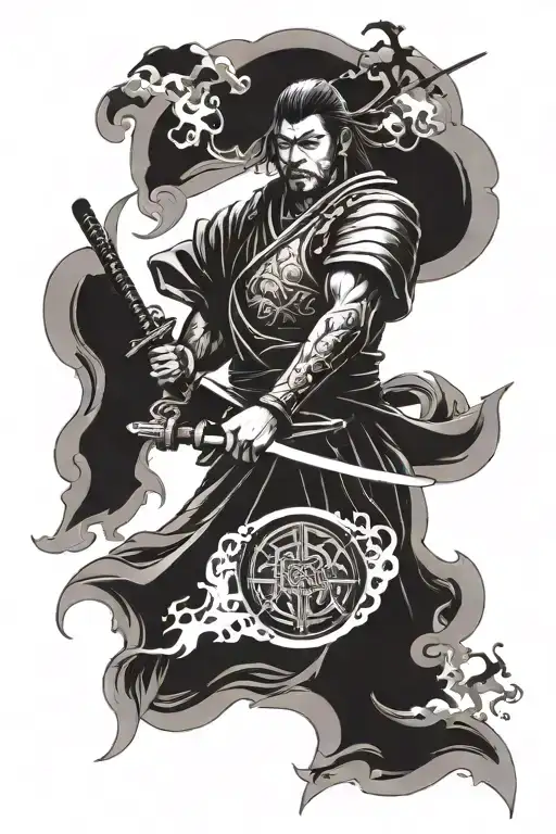 Samurai And Hour Glass