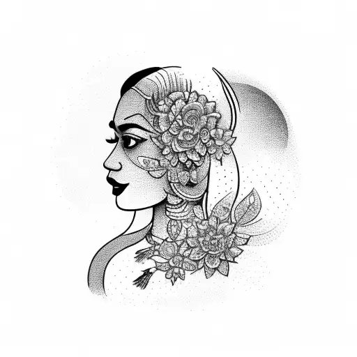 A Portrait Of Your Wife Divya Surrounded By Beautiful Flowers And Symbols Of Freedom
