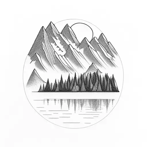 A Majestic Mountain Range Reflected In A Serene Lake