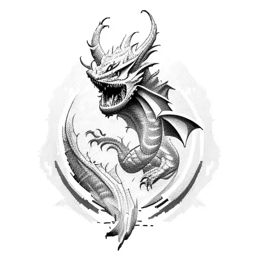 A Pixelated Video Game Character Battling A Dragon