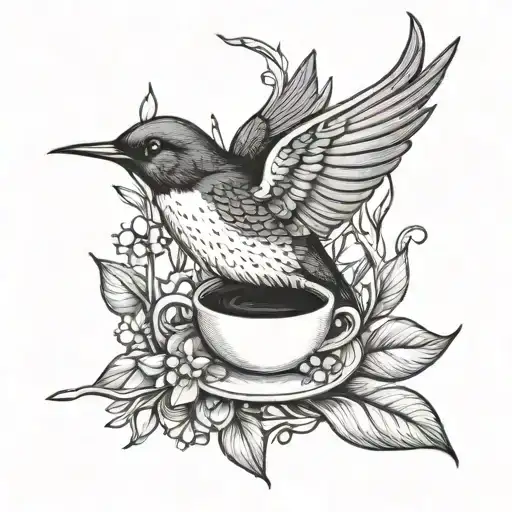 Swallow Carrying A Coffee Branch