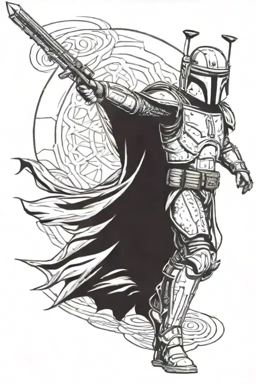 Boba Fett As A Samurai Warrior Standing