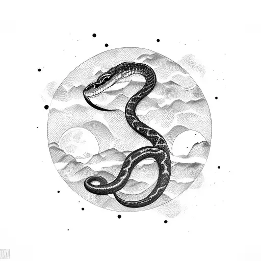 A Snake Biting A Moon