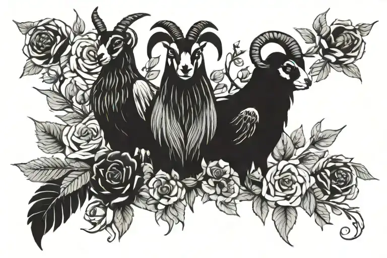 A Goat And An Owl Standing Among The Roses