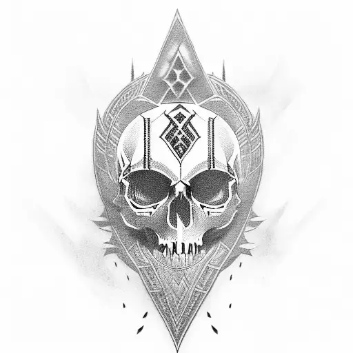 A Skull Surrounded By Pixelated Assassins Creed Characters
