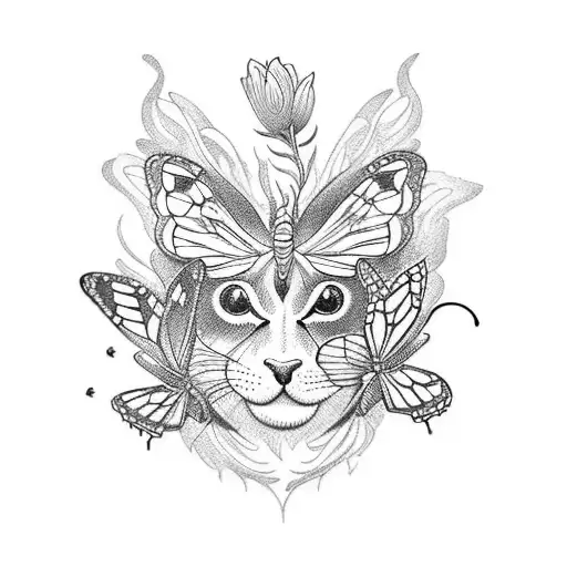 A Blackwork Tattoo Of A Butterfly With Floral Patterns Inspired By Disney's Alice In Wonderland