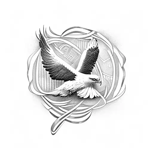 Musical Notes Intertwined With The Image Of An Eagle