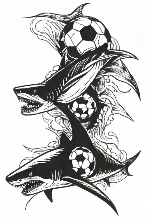 Soccer And Shark With Number 111 And Poem Written