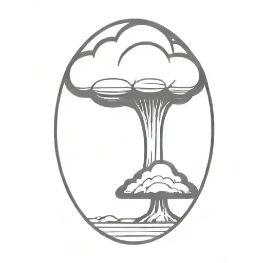 An Abstract Nuclear Explosion Mushroom Cloud In An Abstract Black Line Frame