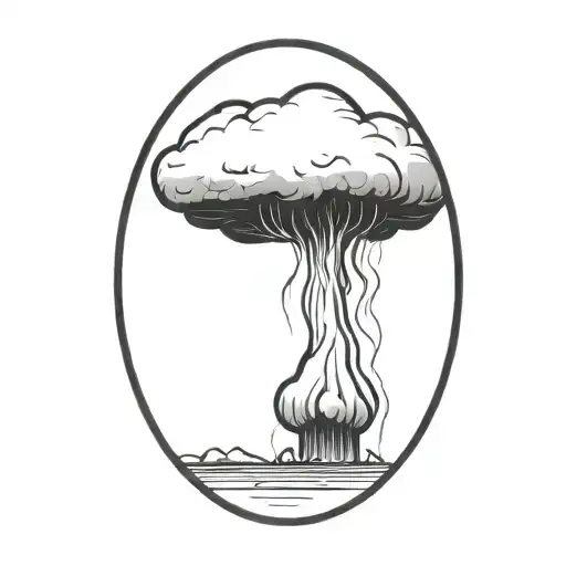 An Abstract Nuclear Explosion Mushroom Cloud In An Abstract Black Line Frame