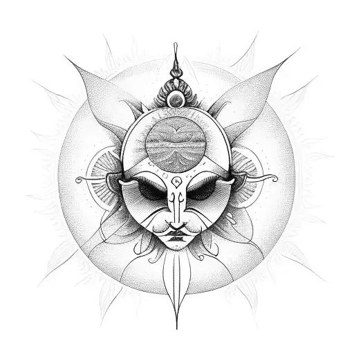 Butterfly With Sun And Trishul And Om Symbol