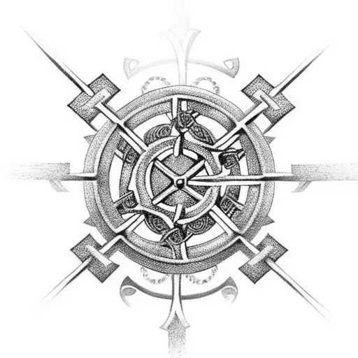 Clockwork Cross With Gears And Celtic Knots Intertwined