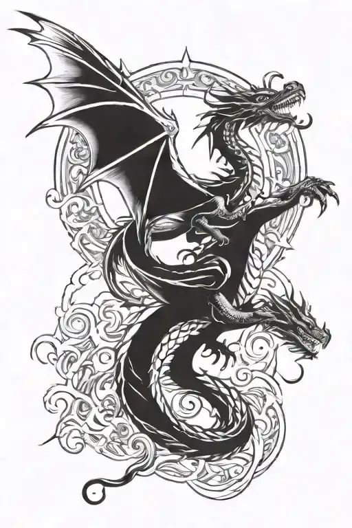 Dragon Flying To Sun