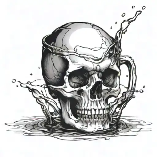 Skull Drowned In The Glass Of Alcoholic Drink