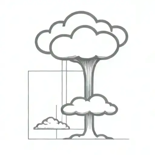 An Abstract Nuclear Explosion Mushroom Cloud Destorying A Major City In An Abstract Black Line Frame