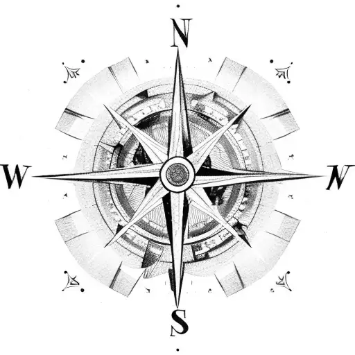 Broken Compass With North And East