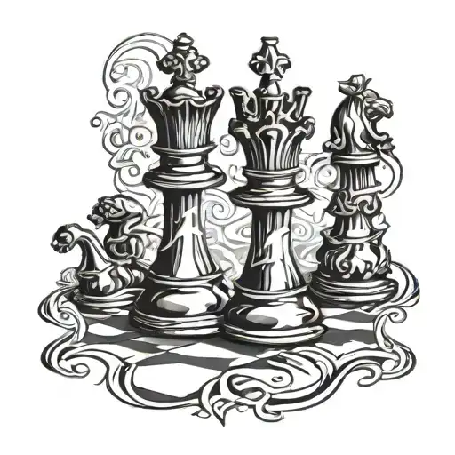 Chess Pieces Intertwined With Elegant Dance Silhouettes