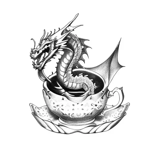 Dragon Curled Around A Teacup