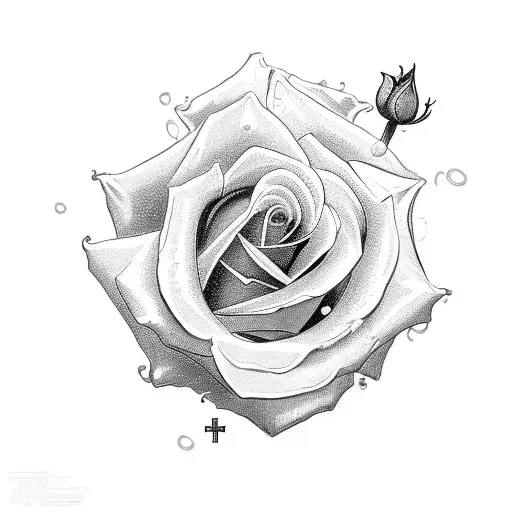 Annitials Mj With A Rose And Rosary