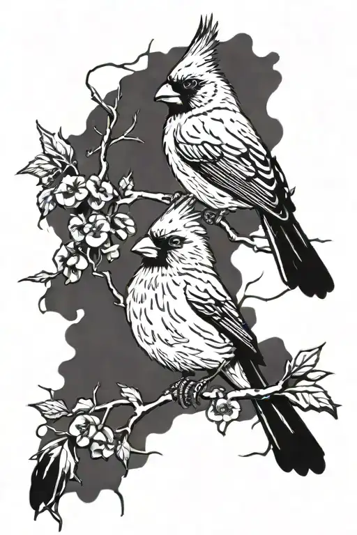 Cardinal Perched On A Thorn Vine While It's Thunder Storming