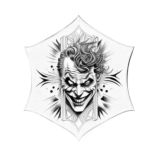 A Blackwork Tattoo Of The Joker's Signature Playing Card