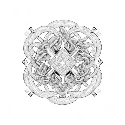 Father Daughter Knot Surrounded By Intricate Geometric Patterns