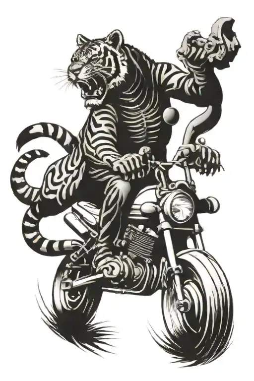 A Mechanical Tiger Riding A Motorbike