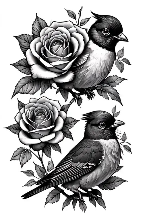 3 Litter Birds With Roses And Pattern Inspired