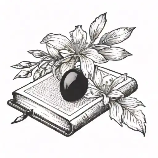 Closed Book With An Olive Branch And A Colchicum On Its Cover