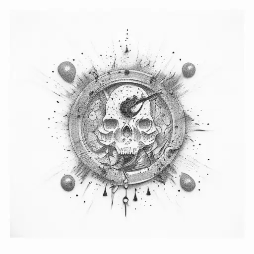 Line With 10 Parts With Splashed Blood On 7Th Part